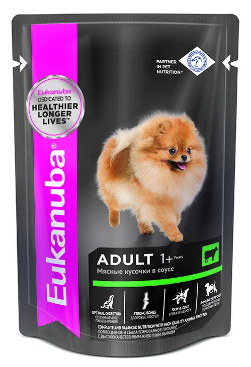 Влажный корм для взрослых собак всех пород старше 1 года Eukanuba Adult All Breed (Говядина в соусе)
